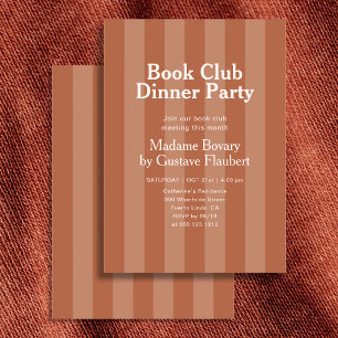 Book Club Dinner Party Stripe Orange  Invitation
