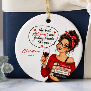 Book Club Friend Christmas Ornament