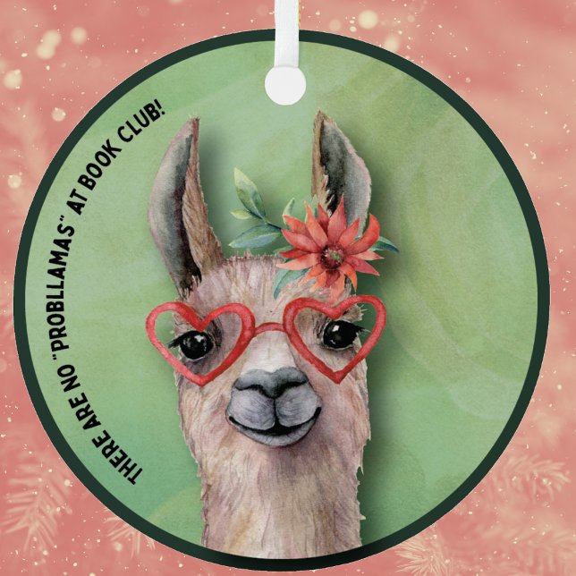 Book Club Funny Llama Ceramic Tree Decoration (Book Club Fun Holiday Ornament. Perfect for your book loving friends. )
