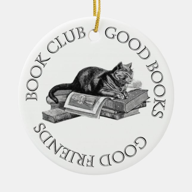 Book Club - Good Books - Good Friends Ceramic Tree Decoration (Front)