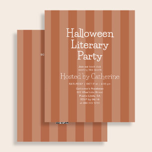 Book Club Halloween Literary Party Stripe Orange Flyer