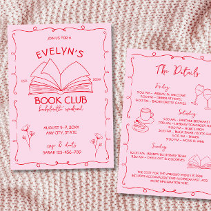 Book Club Hand Drawn Bachelorette Weekend Invitation