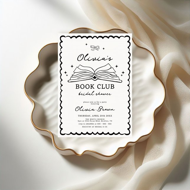 Book Club Hand Drawn Retro Bridal Shower Invitation (Creator Uploaded)