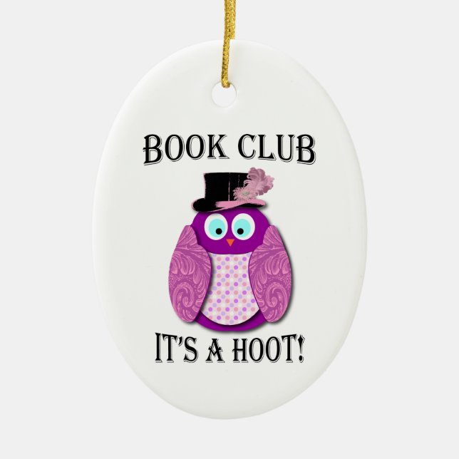 Book Club - It's A Hoot - Pink Design Ceramic Tree Decoration (Front)