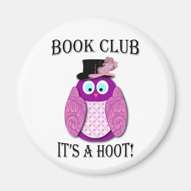 Book Club - It's A Hoot - Pink Design Magnet (Front)