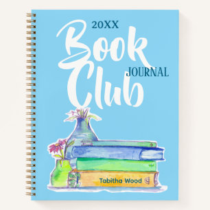 Book Club Journal Personalised Flowers Blue