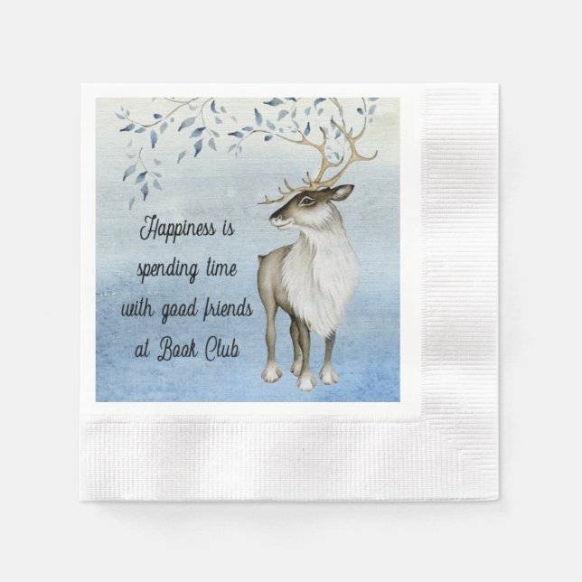Book Club Meeting Gathering Reindeer Friends Napkin (Front)