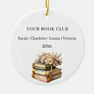 Book club members names ceramic tree decoration