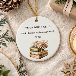 Book club members names ceramic tree decoration