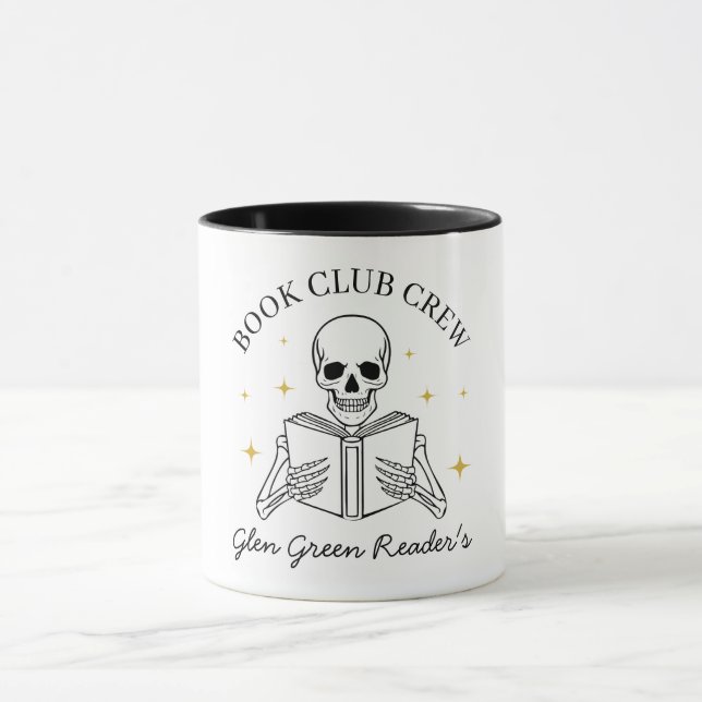 Book Club Name Funny Reading Skeleton Gift   Mug (Center)
