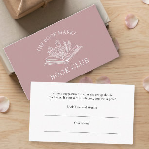 Book Club Name Select A Book Enclosure Card