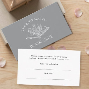 Book Club Name Select A Book Enclosure Card