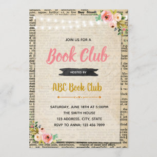 Book club party invitation