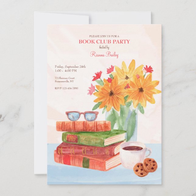 Book Club Party  Invitation (Front)