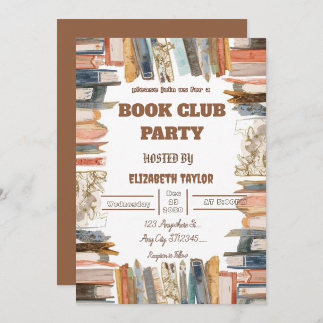 Book Club Party Invitation – Cozy Reading Night (Front/Back)