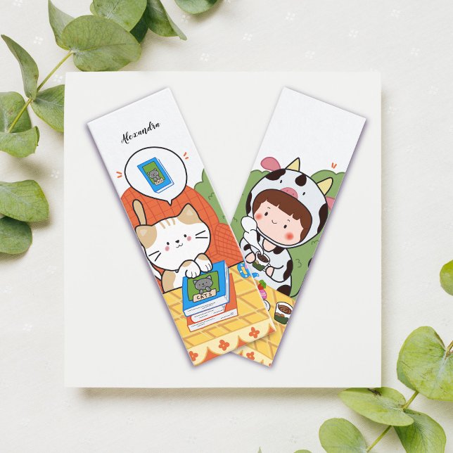 Book Club Picnic Illustrated Bookmark with Name  Loyalty Card (Creator Uploaded)