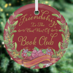 Book Club Red Friendship Christmas Glass Tree Decoration