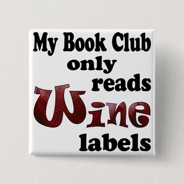 Book Club Wine Labels 15 Cm Square Badge (Front)