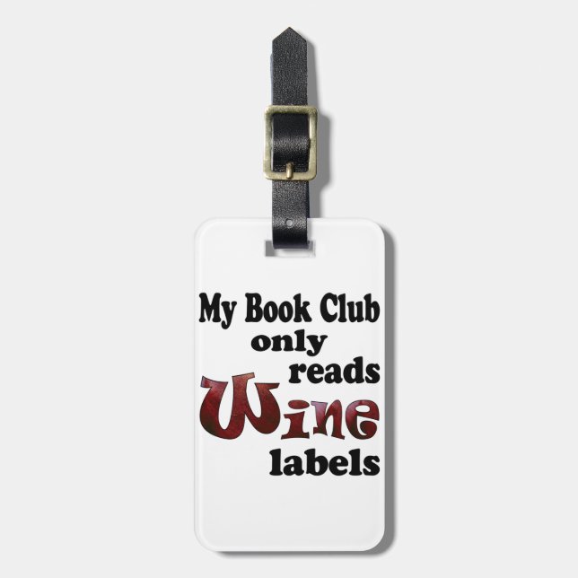 Book Club Wine Labels Luggage Tag (Front Vertical)