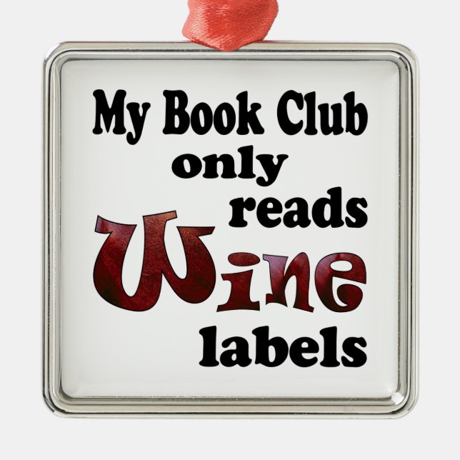 Book Club Wine Labels Metal Tree Decoration (Front)