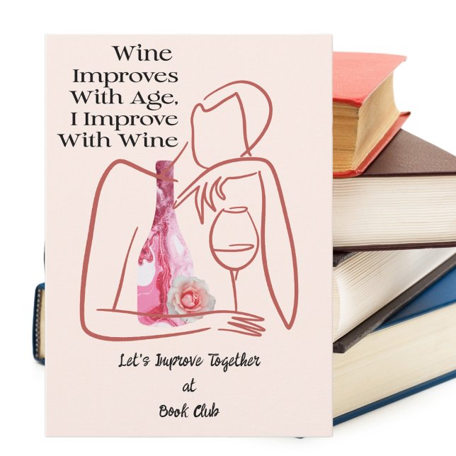 Book Club Wine Party Invitation (Book Club Invite - SIp some wine and improve with age. Fun way to share your passion of books & wine)
