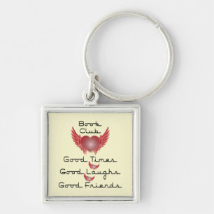 book club with heart design key ring