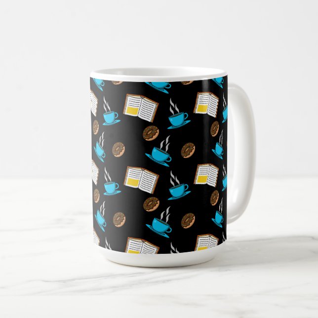 Book Coffee and Doughnut Cartoon Mug (Front Right)