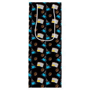 Book Coffee and Doughnut Cartoon Wine Gift Bag