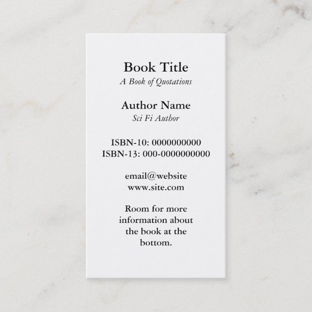 Book Cover Business Card (Front)