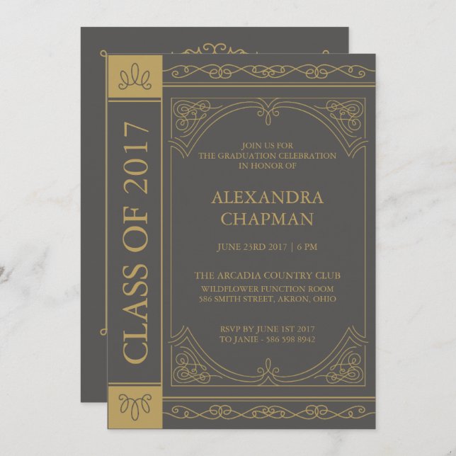 Book Cover Editable Colour Graduate Announcement (Front/Back)