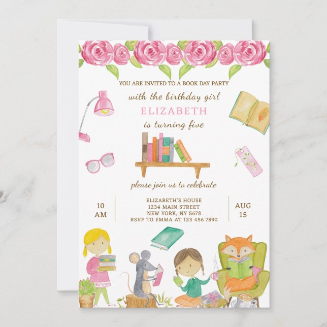 Book Day Birthday Invitation (Front)