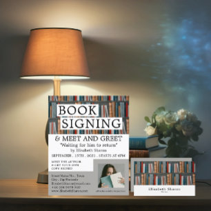 Book Display, Writers Book Signing Advertising Flyer