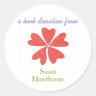 Book donation sticker - blooming hearts