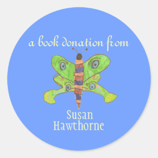 Book donation sticker - butterfly