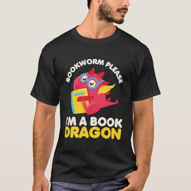 Book Dragon Bookworm Reader Reading Kids T-Shirt (Front)