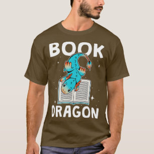 Book Dragon Fantasy Book Lover Gift Bookworm Readi T-Shirt