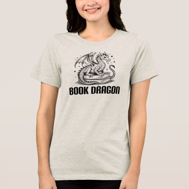 Book Dragon, Fantasy Reader Tri-Blend Shirt (Front)