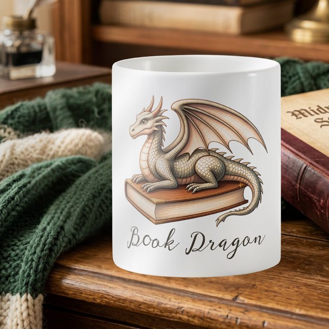 Book Dragon Fantasy Reader's Gift Coffee Mug (Creator Uploaded)