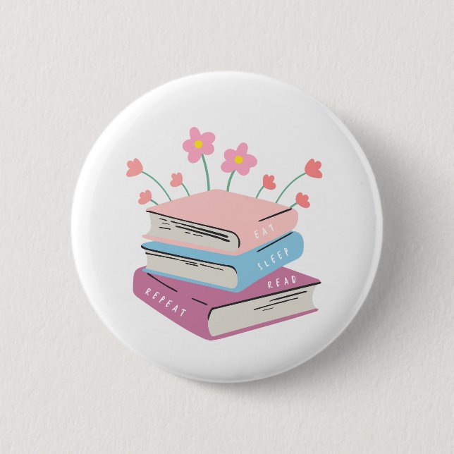 Book Eat Sleep Read 6 Cm Round Badge (Front)