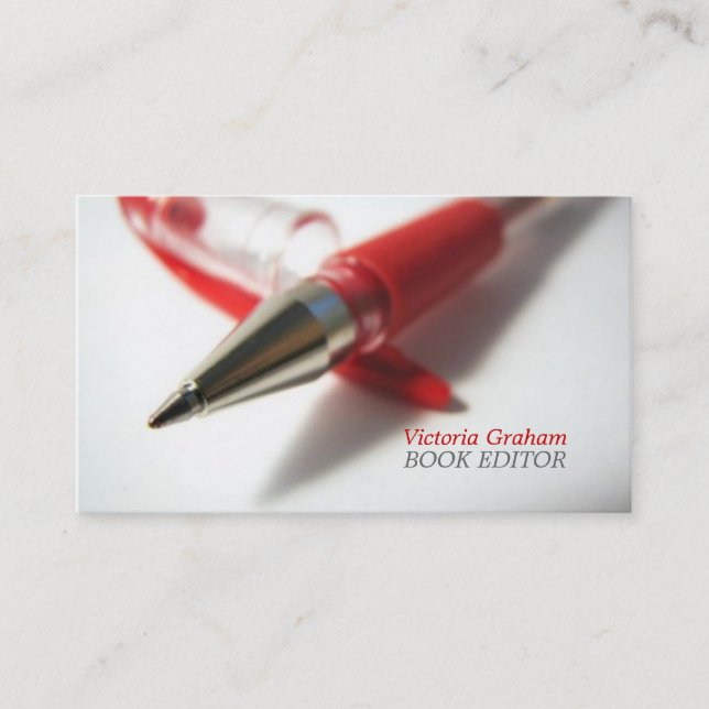 Book Editor Author Novelist Poet Journalist Blog Business Card (Front)