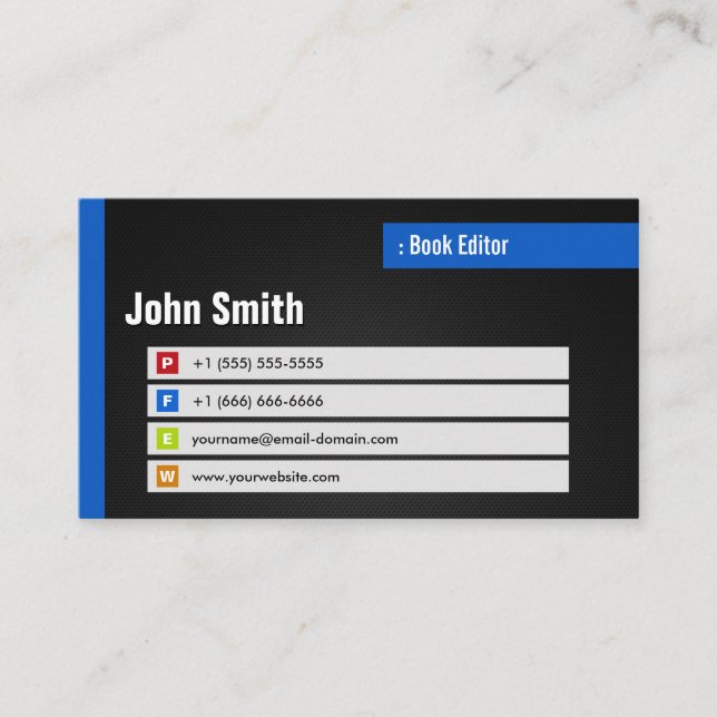 Book Editor - Stylish Theme QR Code Business Card (Front)