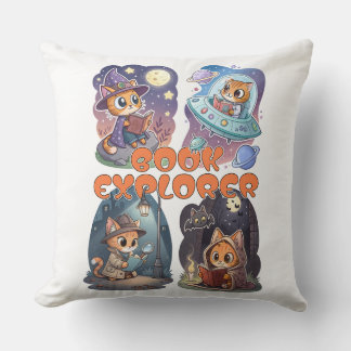 Book Explorer – Cute Cat Reading Adventure Cushion