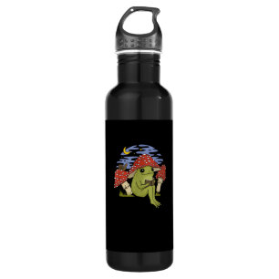 Book Fan Frog With Mushroom Hat Cottagecore Goblin 710 Ml Water Bottle