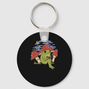 Book Fan Frog With Mushroom Hat Cottagecore Goblin Key Ring