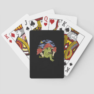 Book Fan Frog With Mushroom Hat Cottagecore Goblin Playing Cards