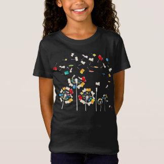 book flower fly dandelion reading fan gift floral T-Shirt