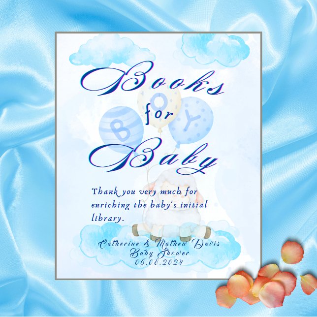 Book for Baby Blue Little Lamb Baby Shower Pedestal Sign (Creator Uploaded)