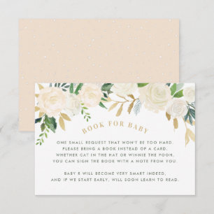 Book For Baby Blush Floral Shower Request Card