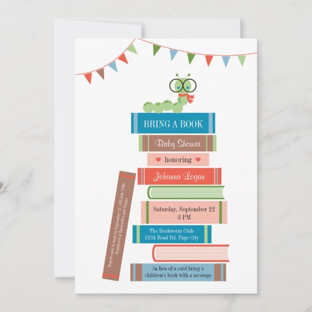 Book for Baby Shower Invitation with text on back (Front)