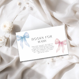 Book For Baby Twins Gender Reveal Pink Blue Bow Enclosure Card